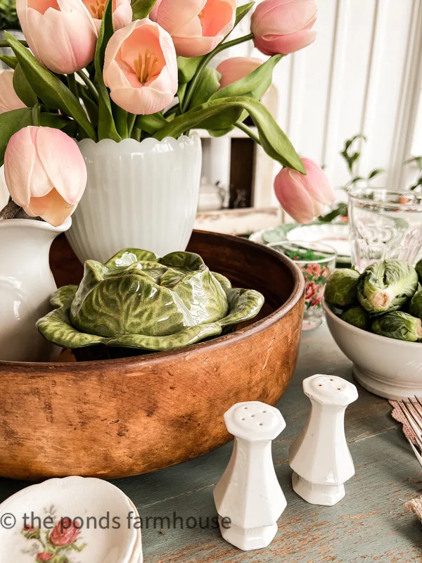 Ironstone salt & pepper shakers is one ideas for beautiful table setting for Spring ideas.  