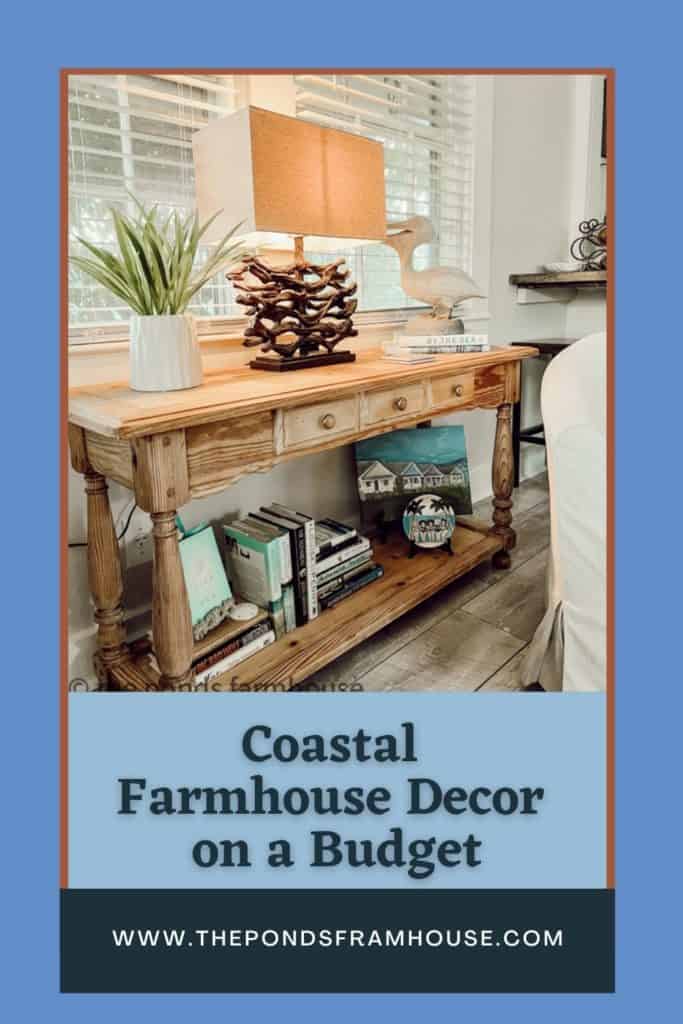 Coastal Farmhouse Style in Tiny Beach Cottage decorated with Thrift Store Finds.  