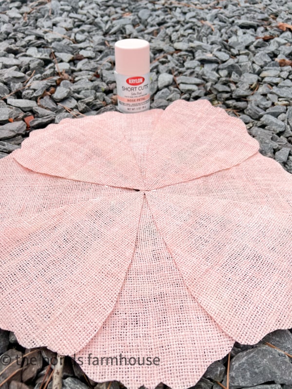 DIY Placemats with Pink Spray Paint - Burlap Flower Placemats can be any color for a festive Spring Tablescape