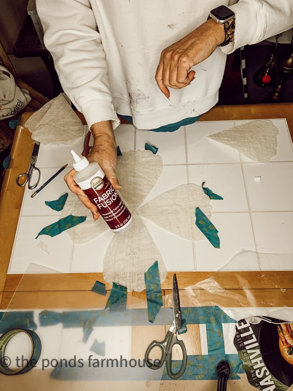 The DIY Placemats No Sew are assembled with permanent fabric glue.  