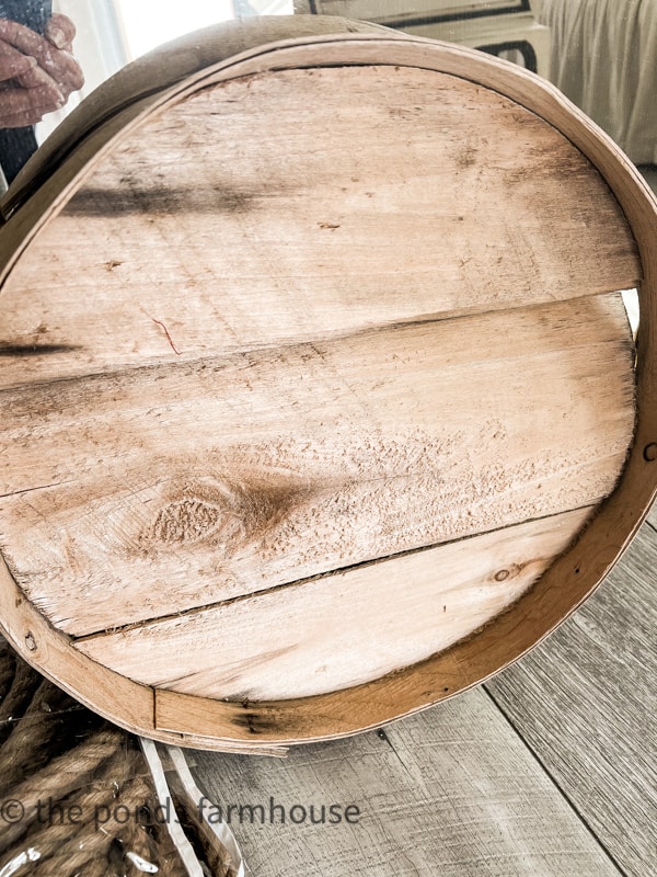 Thrifted cheese box lid for nautical mirror base