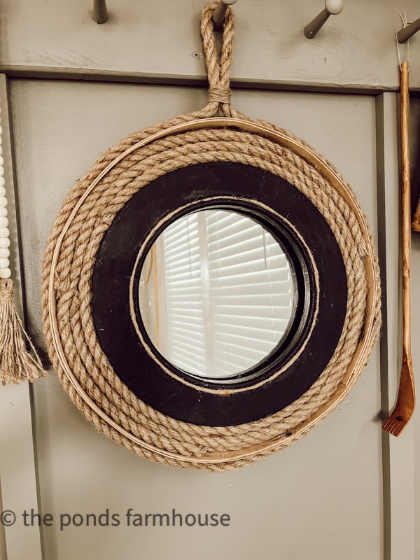 DIY Nautical Mirror with Rope easy tutorial.