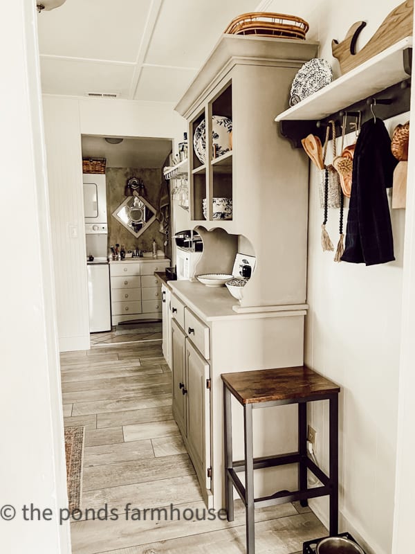 After the kitchen remodel for tiny house ideas.  Hutch added to kitchen for additional storage.