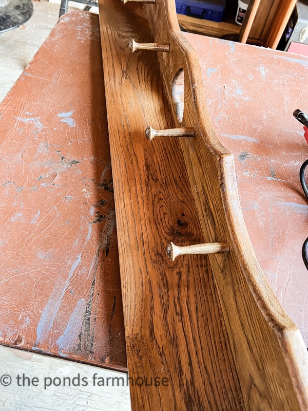 The Peg Board Wall Shelf before it was transformed. Used for accent wall in 1940s beach cottage