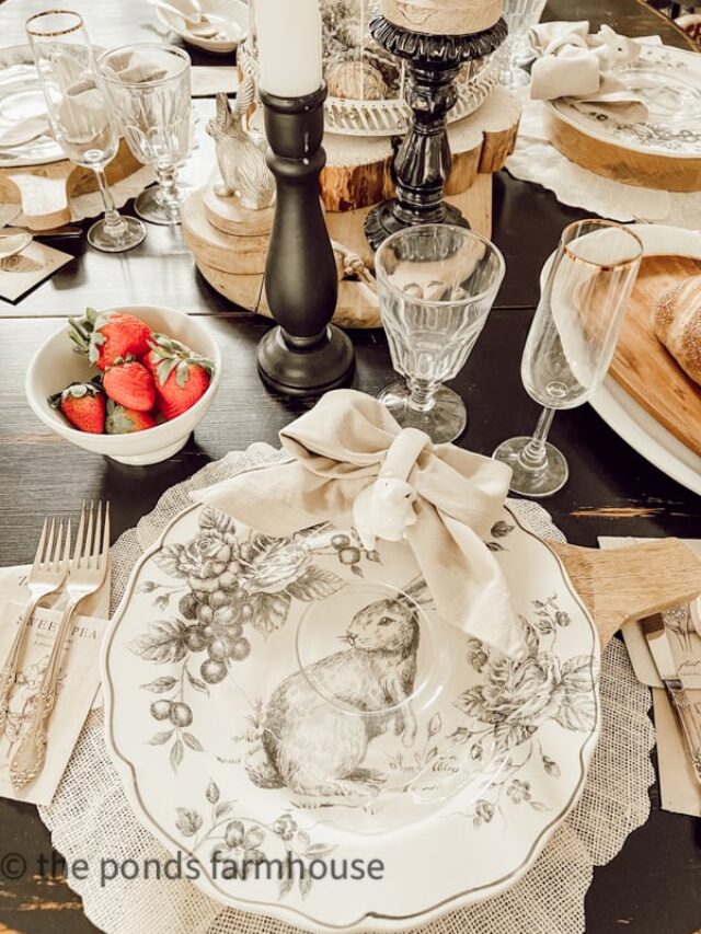 Neutral Black and White Easter Table Ideas.  