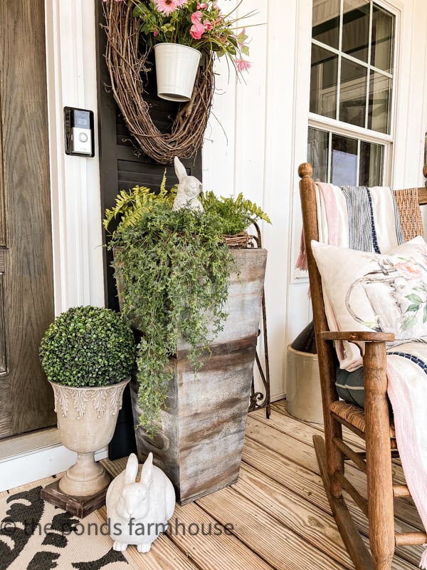 Planter filled with greenery for Farmhouse Porch Ideas for Spring