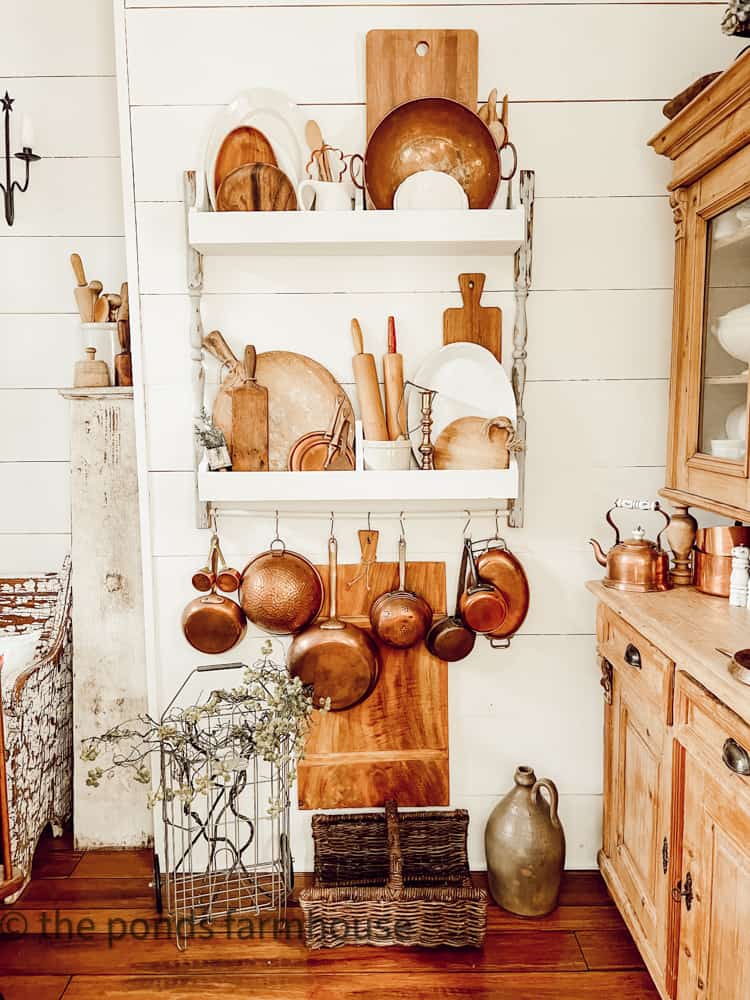 Farmhouse-Style Large Antique Brass Plate Rack