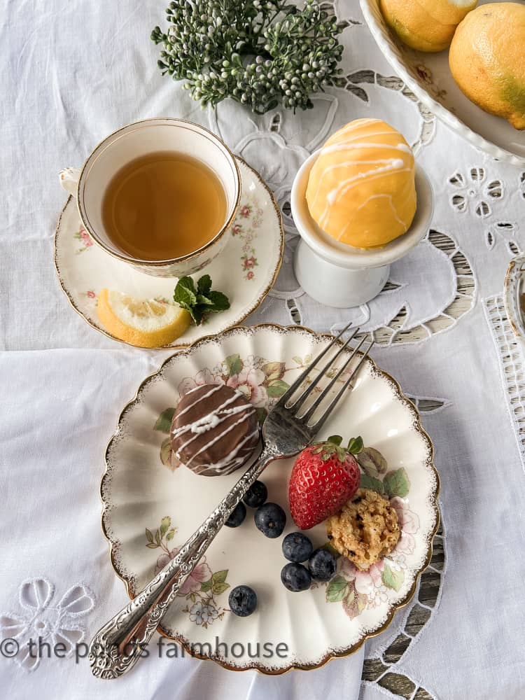 Tea Party ideas using vintage dishes - lite deserts for tea party
