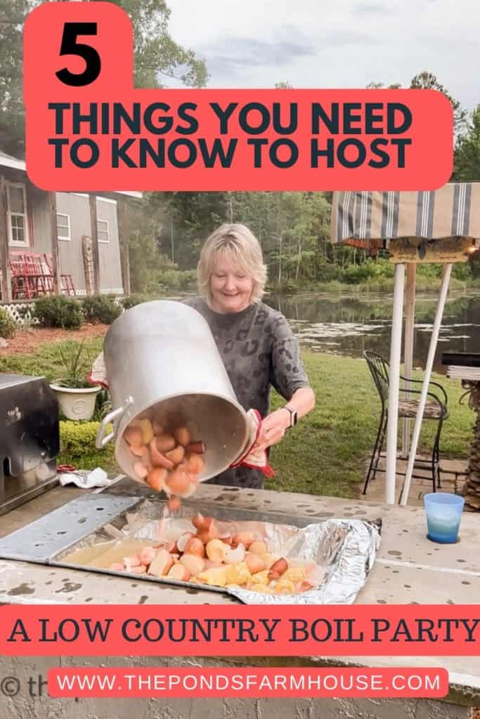 5 Things you need to know to host a low country boil party.  Outdoor party plan.  