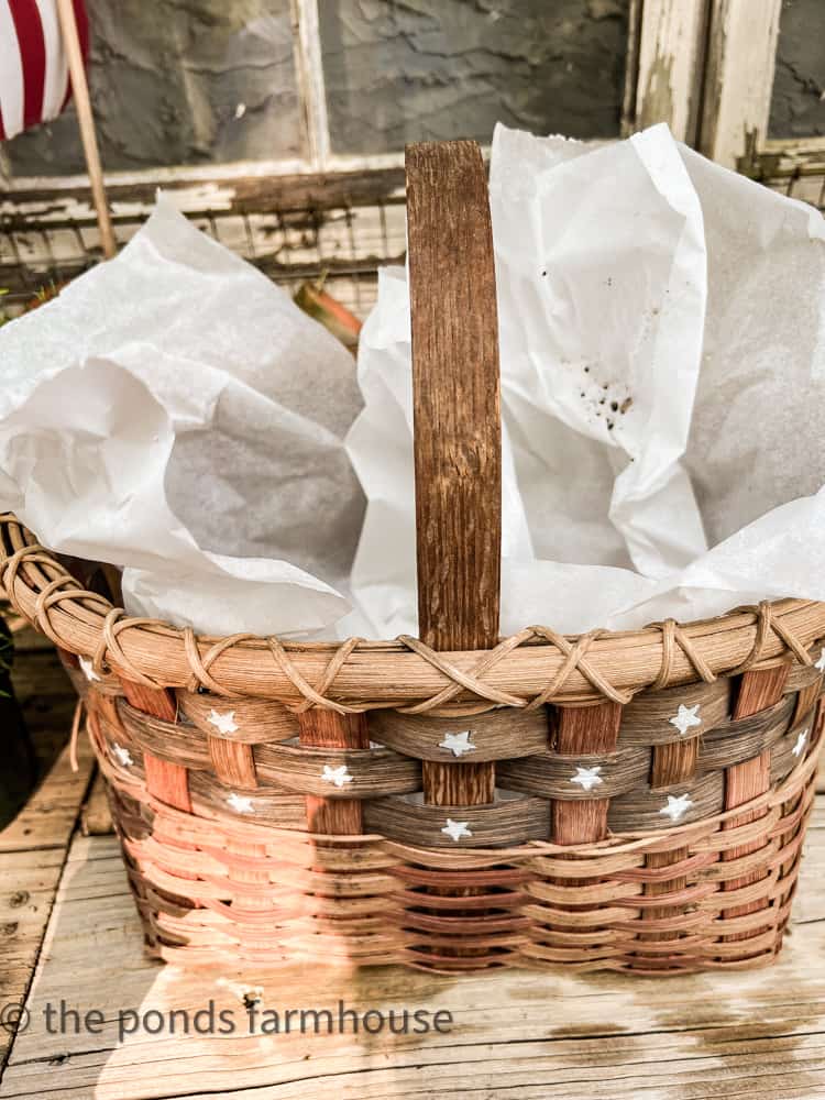 add parchment paper to baskets