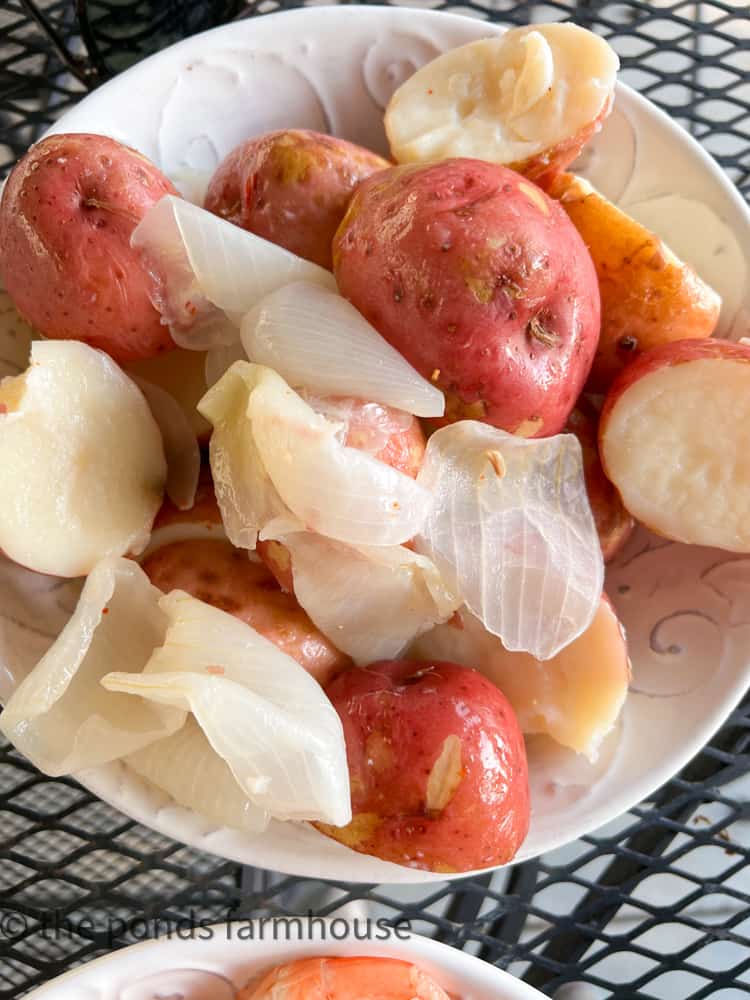 Potatoes and onion for Low Country Boil