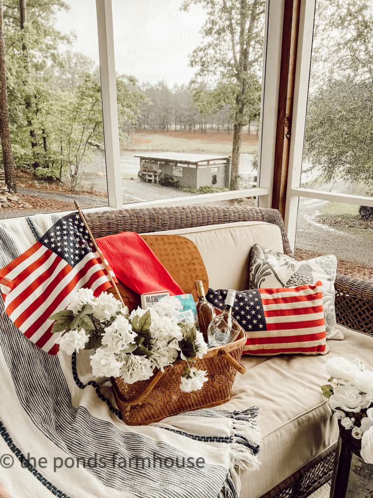 Rainy Day outside so bring your picnic ideas to your porch