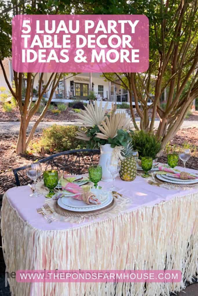 Hawaiian Luau party tablescape, Hawaiian centerpiece, Budget Luau table decor