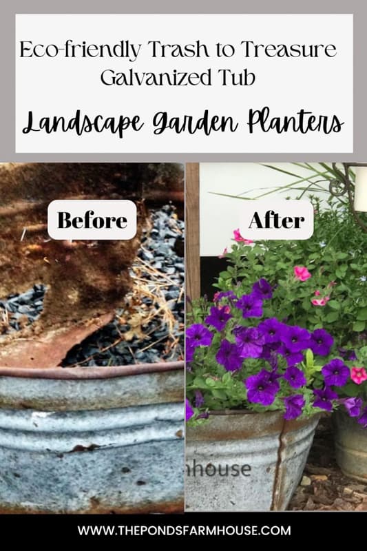 Eco-Friendly Trash To Treasure Galvanized Tub Landscape Garden Planters