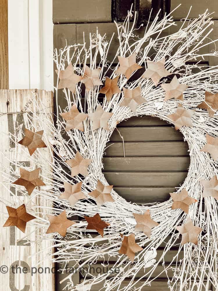 Tin star wreath, diy star wreath, front door star wreath