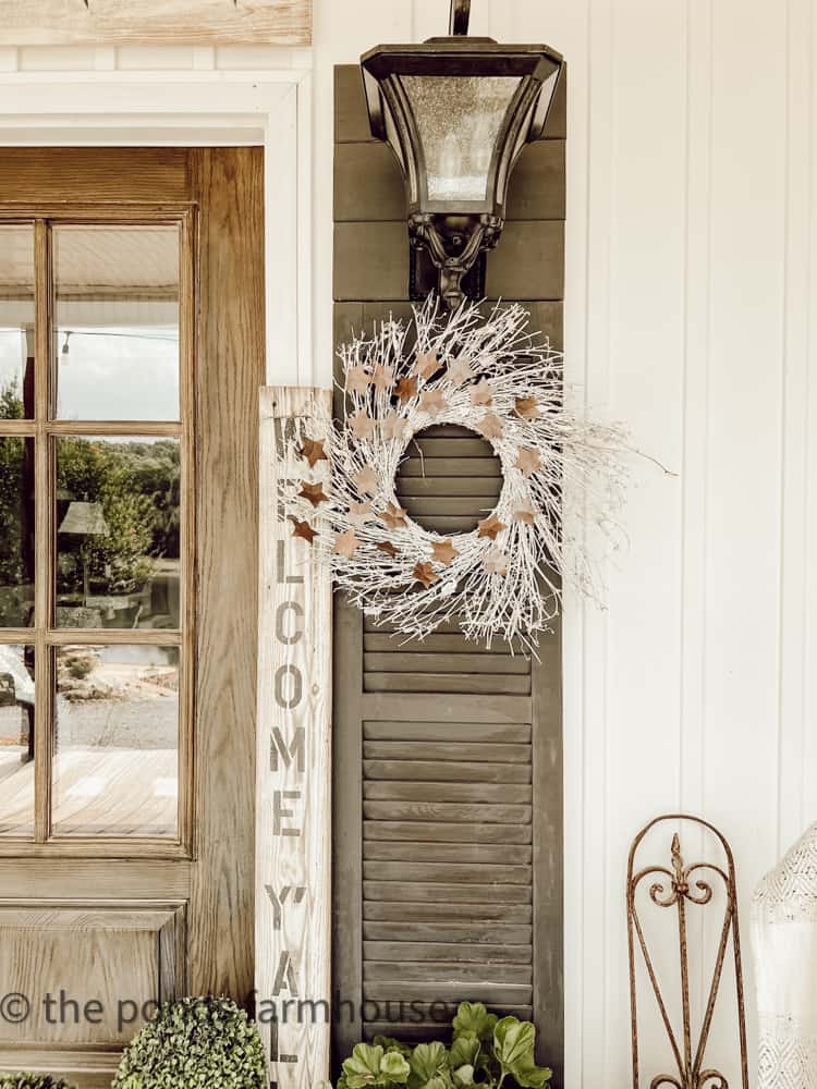 Tin star wreath, diy wreath, unique door wreath