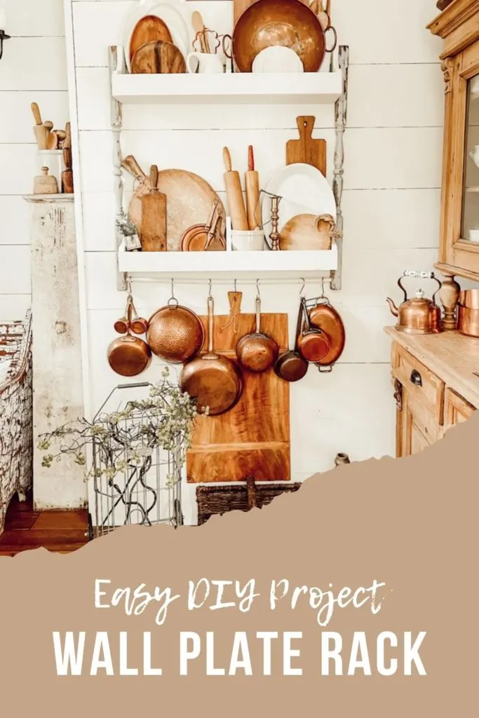 Easy DIY Wall Plate Rack Tutorial for Country Chic, Cottage Style and Farmhouse Style Kitchen Decorating.