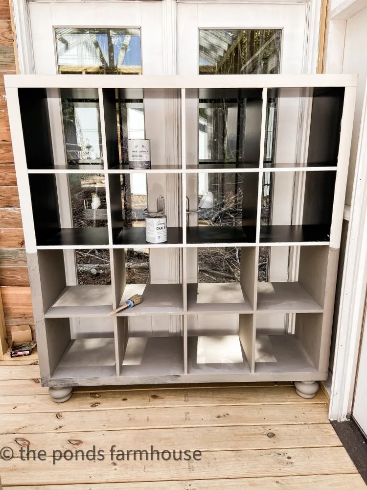 IKEA 16 cube storage unit transformed into a apothecary cabinet.