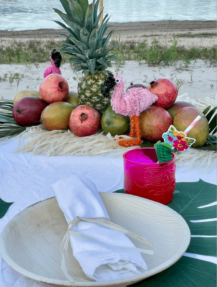 Tropical tablescape on the beach