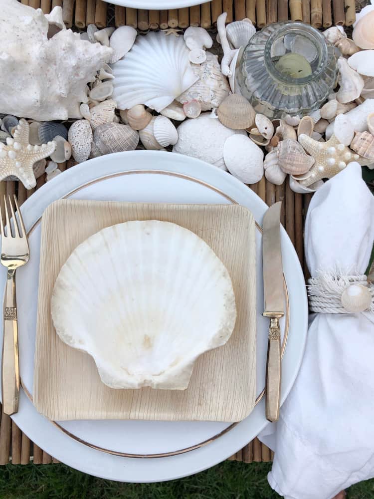 Luau Tablescape with shells