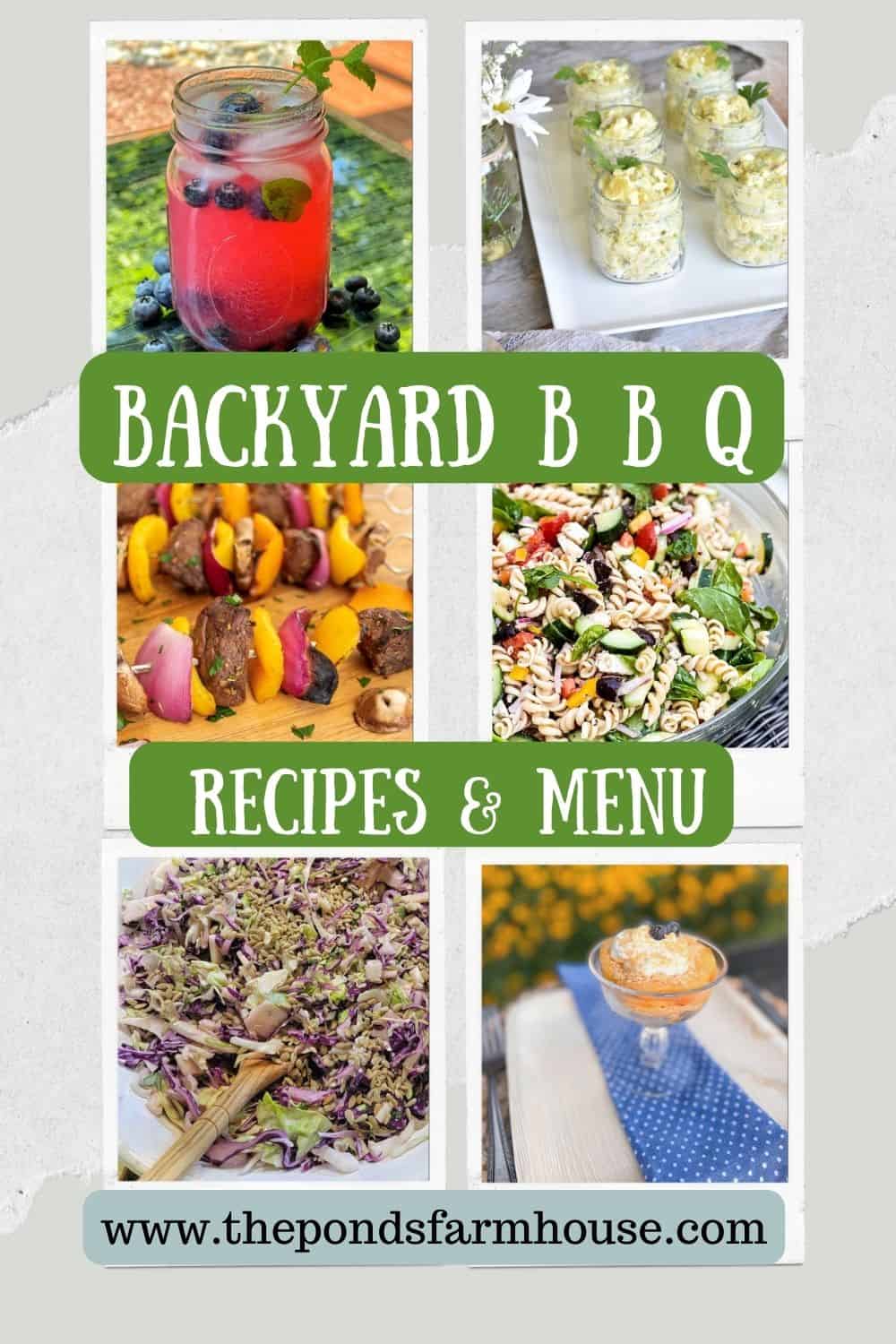 Recipes and menu for backyard bbq, outdoor dinner party, supper club alfresco dinner, cookout menu.