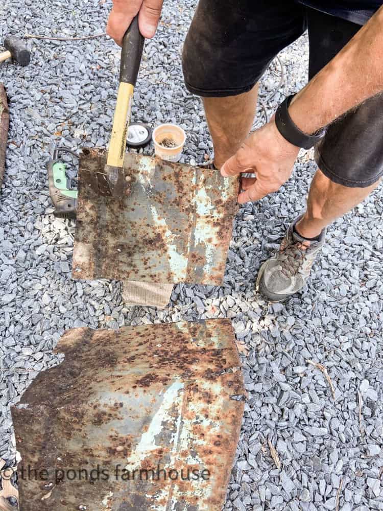 Old scrap metal to make roof 