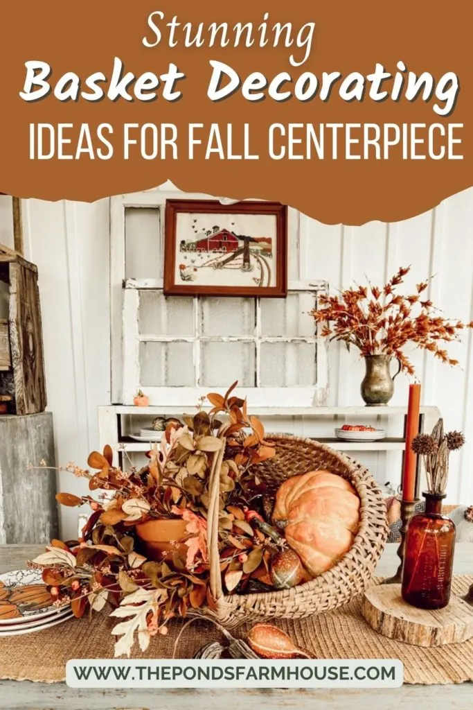 Stunning Basket Decorating Idea's for Fall Centerpieces.  Rustic Porch Decor for table centerpiece.  Ideas for Fall Baskets