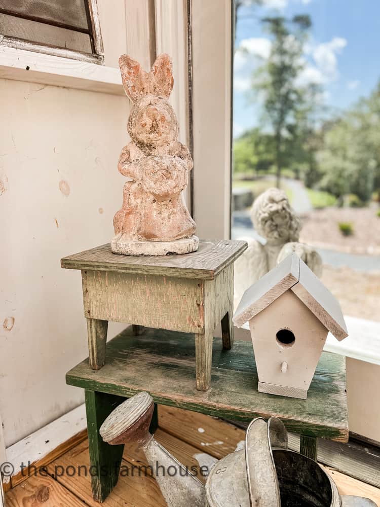 Vintage Chippy Statuaries look great in outdoor spaces and inside the greenhouse. Vintage Garden Decor Ideas