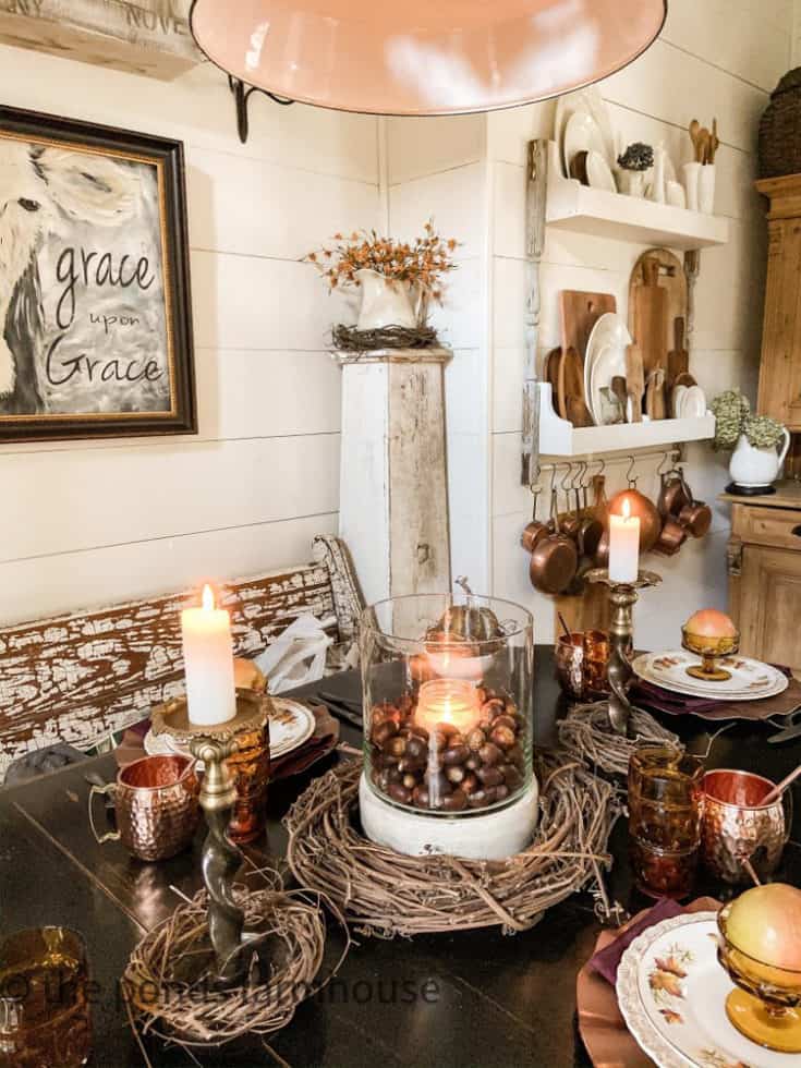 Thrift Store Thanksgiving Tablescape - The Ponds Farmhouse
