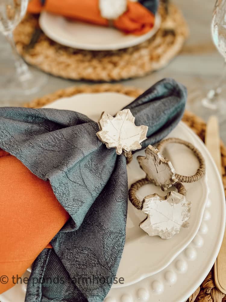 DIY Project Napkin Rings, Pottery Barn Style.  Budget friendly DIY Fall Thanksgiving Napkin Rings 