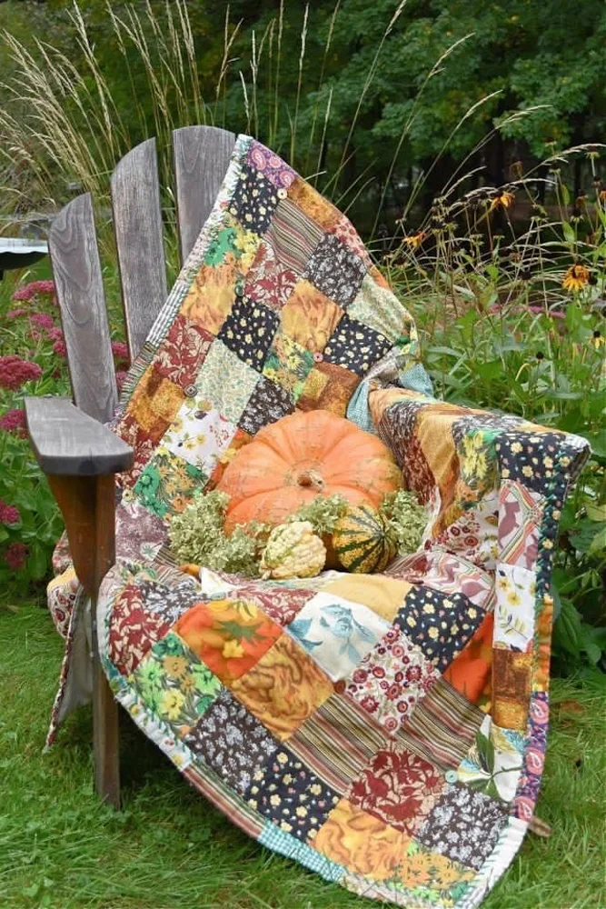 Repair a patchwork quilt with these easy DIY Fall Decor Ideas.  