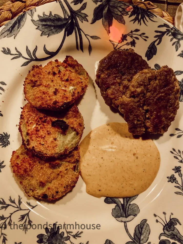 Healthy Air Fried Green Tomatoes Recipe and Dipping Sauce for easy air fried recipe.  
