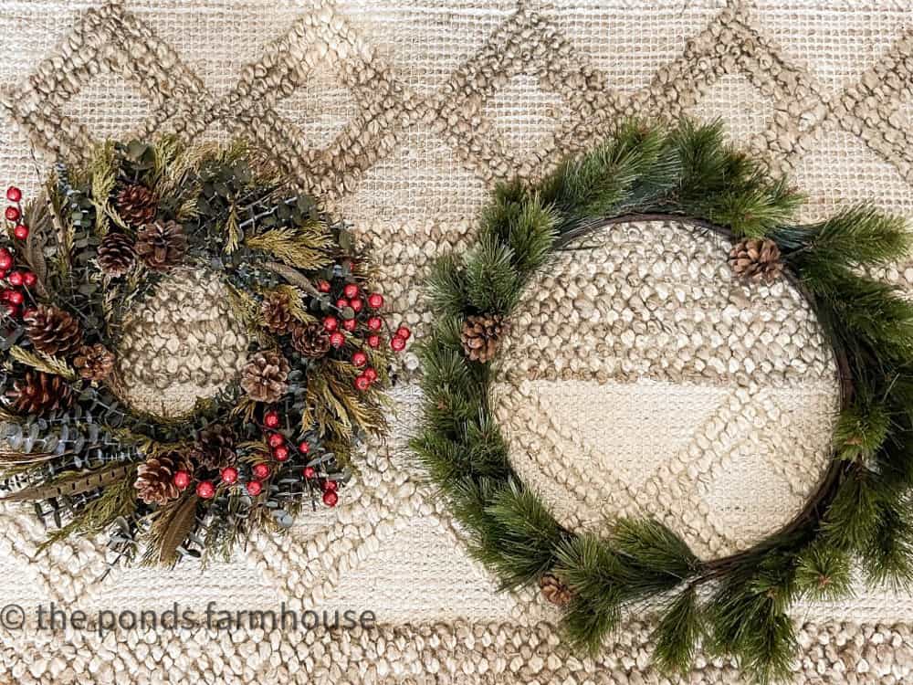 Repurposed old Christmas Decorations by combining two old wreaths together