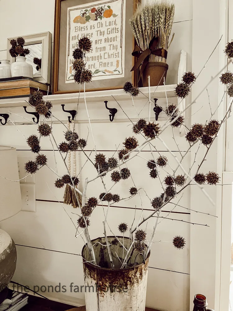 How to Make Sweet Gum Balls Foraged Craft Ideas for Farmhouse Style Fall Decorating.  
