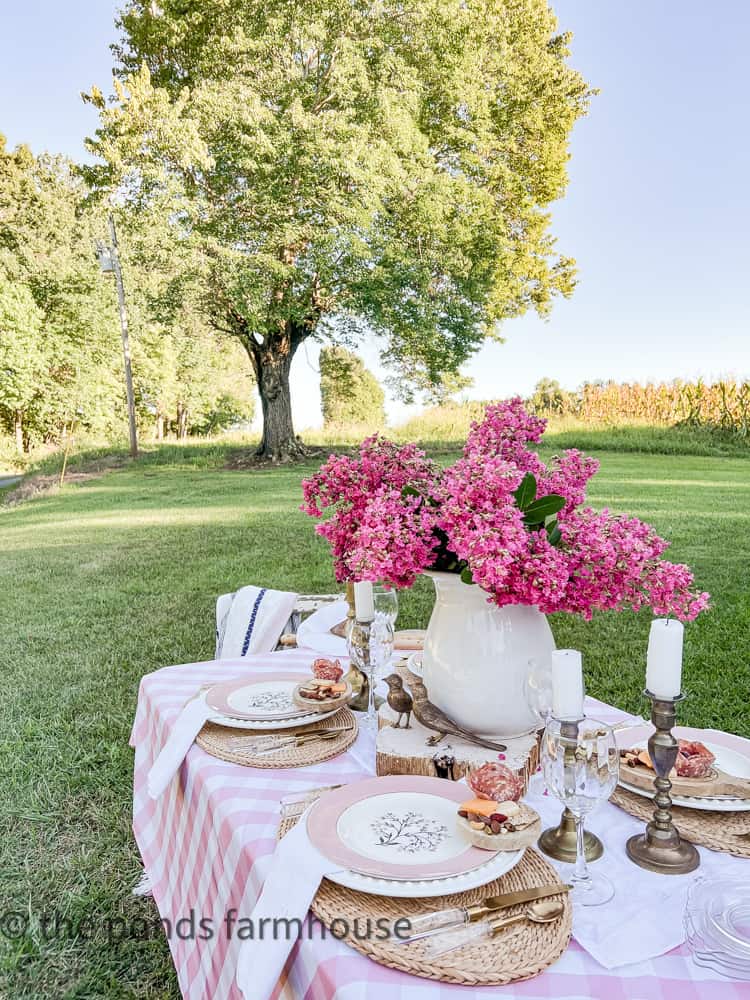 Country Garden Dinner Party Table Setting for Supper Club