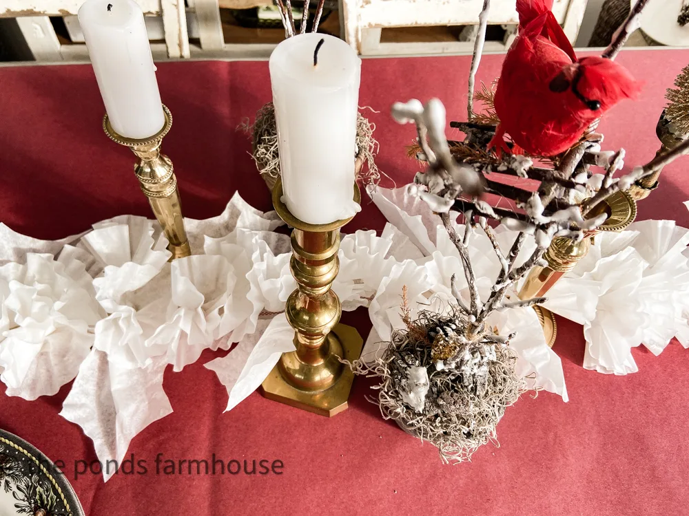 Christmas Table with DIY Garland with Flowers  
