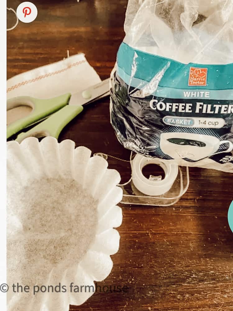 supplies for DIY Floral Garland made with a coffee filters.  