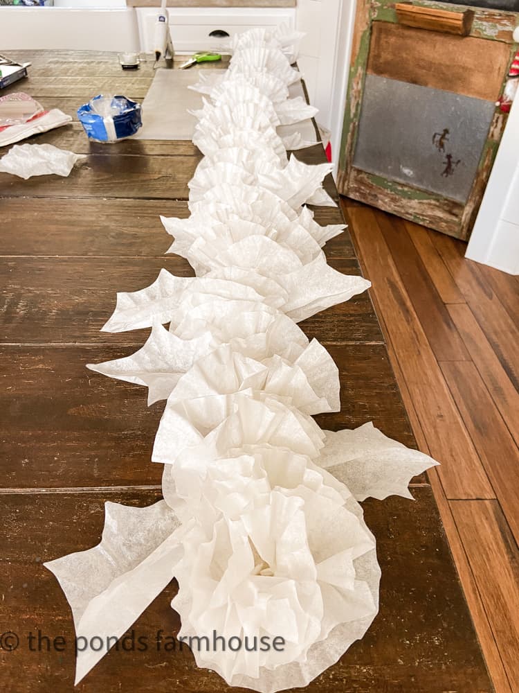 Garland using coffee filters for Table Centerpiece.