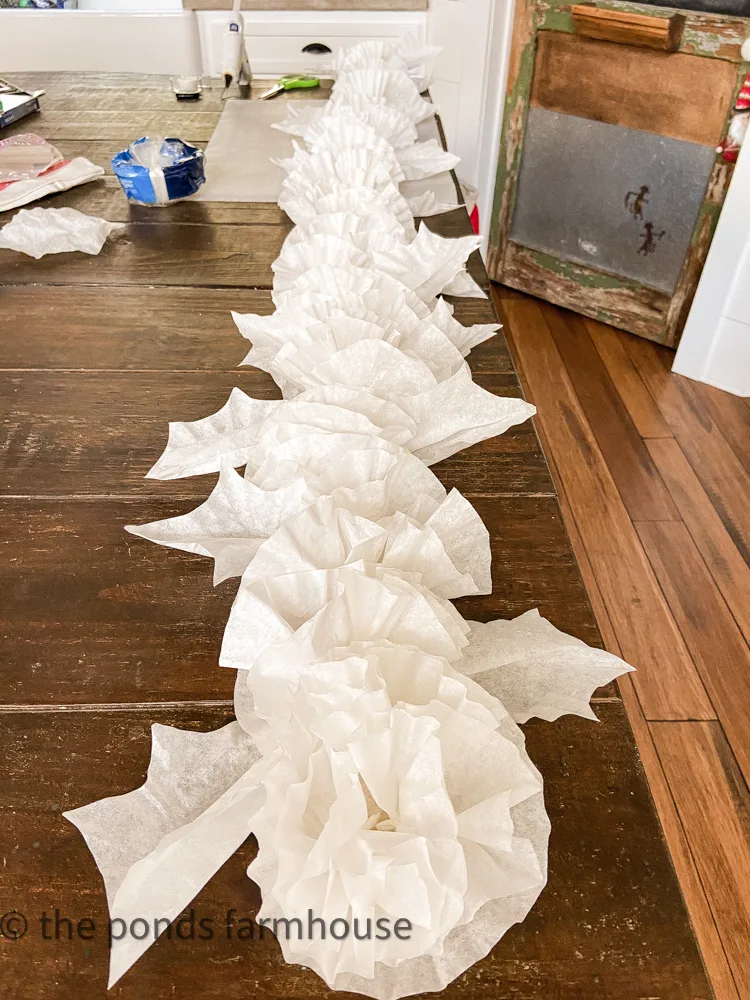 Floral Garland using coffee filters for Table Centerpiece. Easy Coffee Filter Crafts Idea.