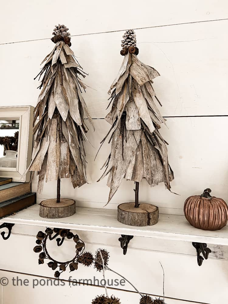 Two Corn Stalk DEcor Topiaries for cheap and easy DIY project for fall decorating.  