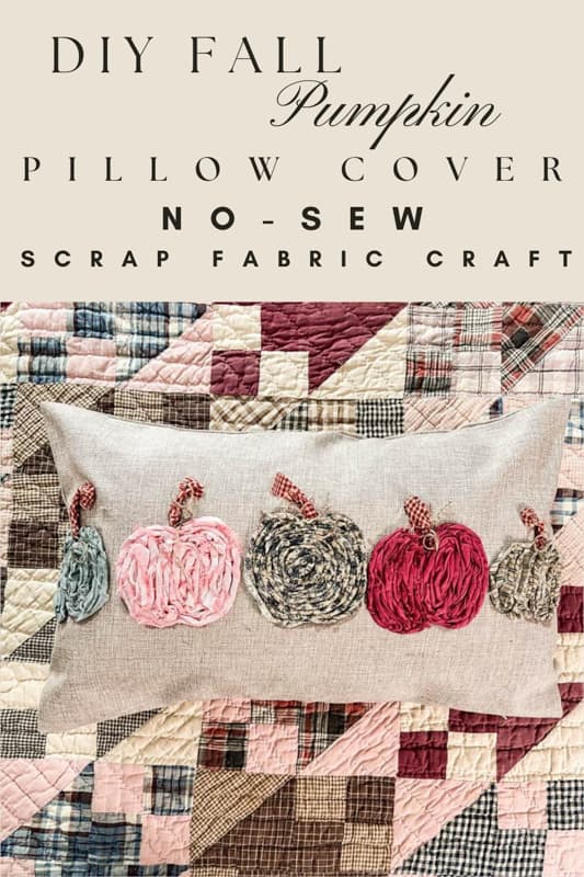 DIY Fall Pumpkin Pillow cover No Sew Scrap Fabric Craft