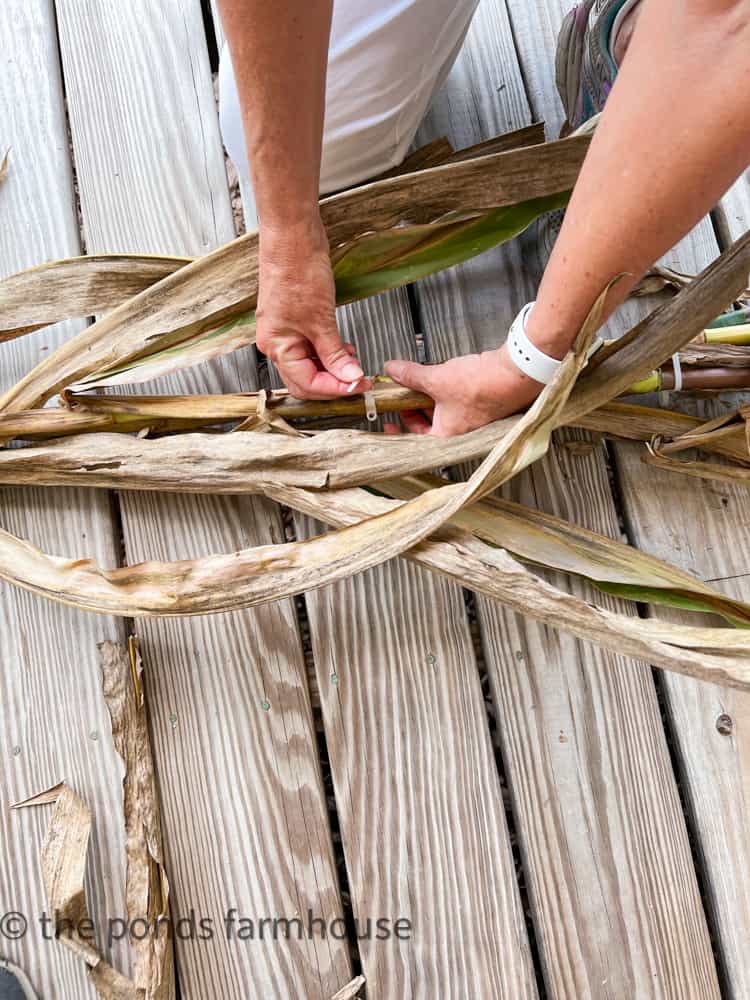 Assemble Fall Garland with zip ties.  Farmhouse Fall Decor and Outdoor Front Porch Autumn decor.