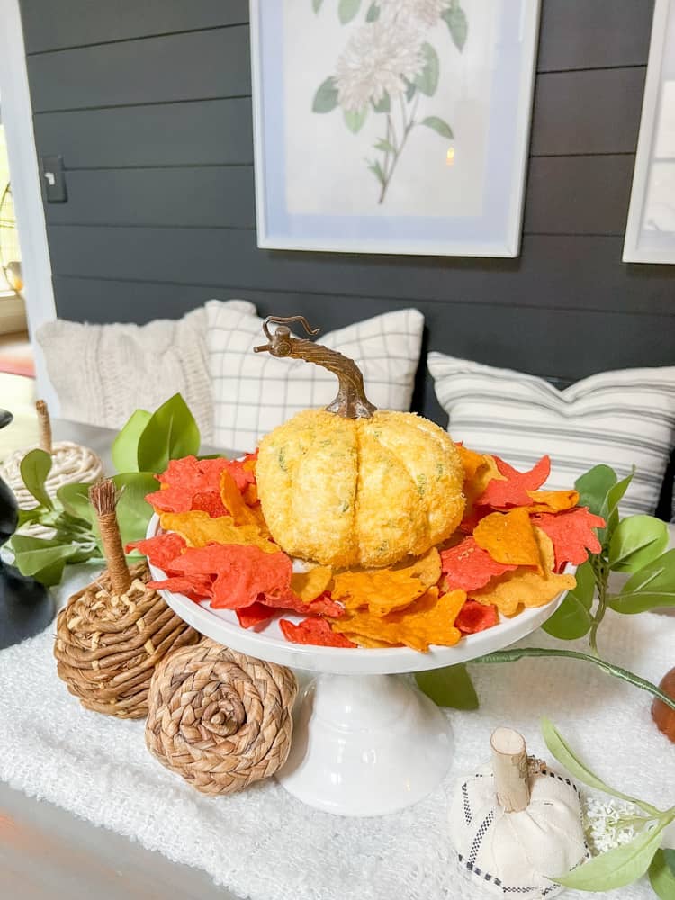 Pumpkin Shaped Jalapeño Popper Cheese Ball 