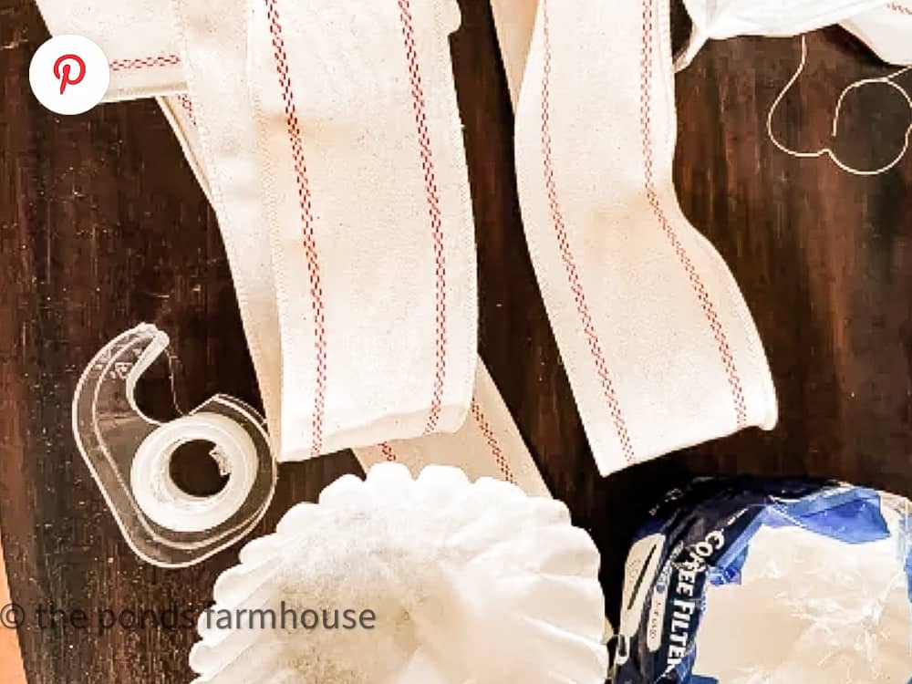 Use ribbon to attach the coffee filters to make a table runner or floral garland