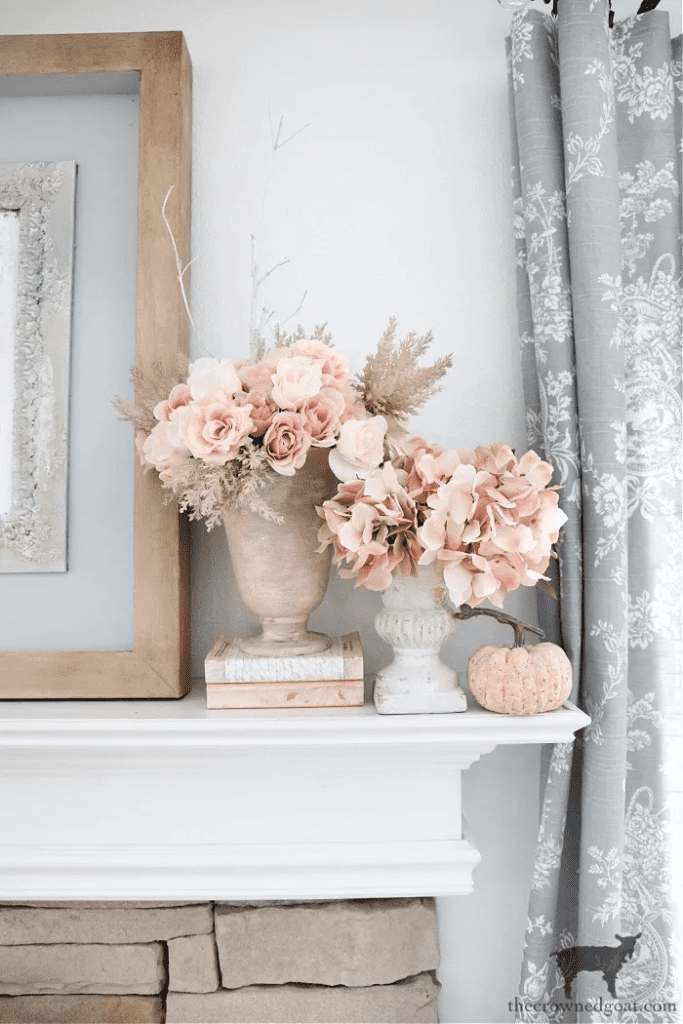 Fall Mantel Ideas with pastel colors