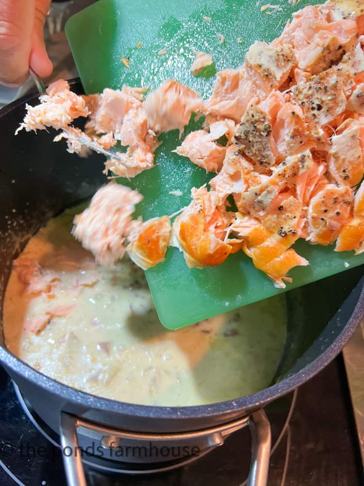 Smoked Salmon was added to the soup mixture.  Hearty and delicious recipe. 