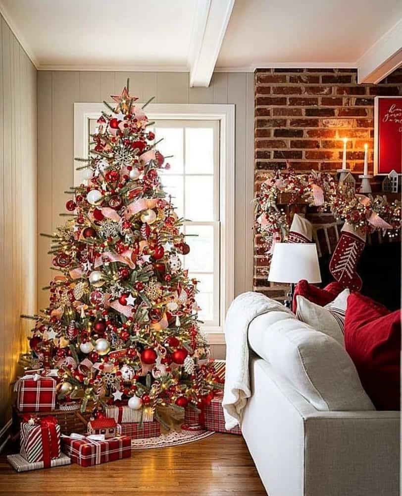 Traditional Red and White Tree