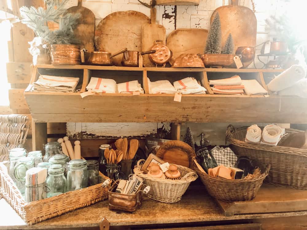 Bread boards and french linens are for sale at The French Farmer's Wife Barn Sale 