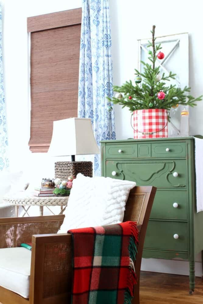Budget Friendly Ideas for Christmas Decorating lovely red white and green Christmas Decor.