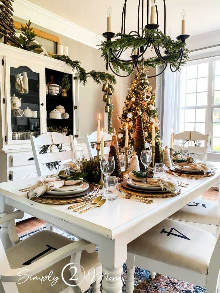 Rustic Farmhouse Style Christmas Table setting with DIY projects